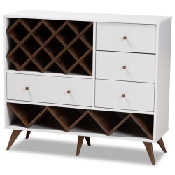 BOWERY HILL Wood Wine Cabinet In And Walnut In White