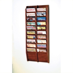 PEMBERLY ROW 20 Pocket Wall Mount Magazine Rack In In Mahogany