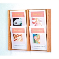 PEMBERLY ROW 4 Pocket Acrylic And Oak Wall Display In Light Oak