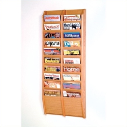 PEMBERLY ROW 20 Pocket Wall Mount Magazine Rack In Light Oak