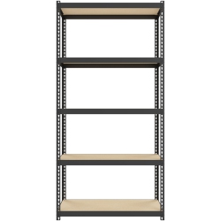 HIRSH INDUSTRIES Space Solutions 1000 Riveted Metal Shelving 5-Shelf Unit 12D X 30W X 60H In Black