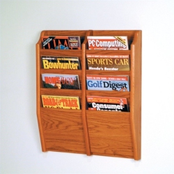 PEMBERLY ROW 8 Pocket Magazine Wall Rack In Medium Oak
