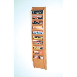 PEMBERLY ROW 10 Pocket Magazine Wall Rack In Light Oak