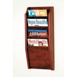 PEMBERLY ROW 4 Pocket Magazine Wall Rack In In Mahogany