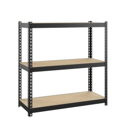 HIRSH INDUSTRIES LLC Space Solutions 1000 Riveted Metal Shelving 3-Shelf Unit 12D X 30W X 30H In Black