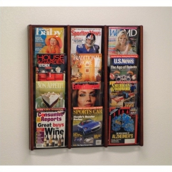 PEMBERLY ROW 12 Pocket Acrylic And Oak Wall Display In In Mahogany