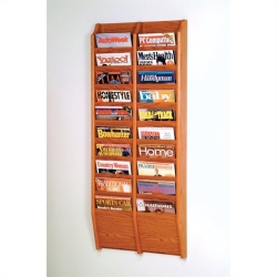 PEMBERLY ROW 20 Pocket Wall Mount Magazine Rack In Medium Oak
