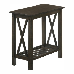 BOWERY HILL Contemporary Wood Side Table In Dark In Gray