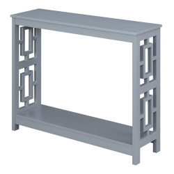 CONVENIENCE CONCEPTS Town Square Console Table With Shelf In Wood Finish In Gray