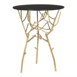 HAWTHORNE Collection Iron And Glass Accent Table In Gold And In Black