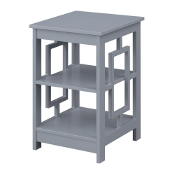CONVENIENCE CONCEPTS Town Square End Table With Shelves In Wood Finish In Gray