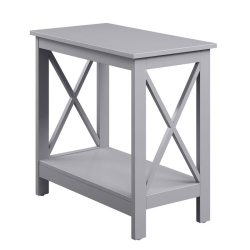 CONVENIENCE CONCEPTS Oxford Chairside End Table With Shelf In Wood Finish In Gray