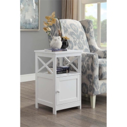 CONVENIENCE CONCEPTS Oxford End Table With Cabinet In Wood Finish In White