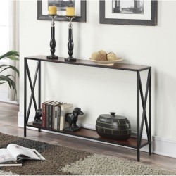 PEMBERLY ROW Industrial Console Table In Metal And Cherry Wood Finish In Black