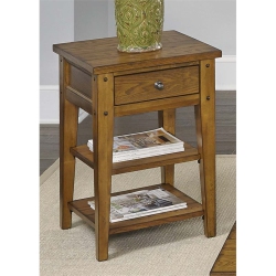 PEMBERLY ROW Contemporary Brass Chair Side Table In Oak