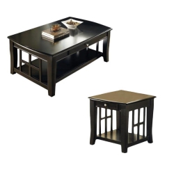 STEVE SILVER COMPANY Cassidy 2 Piece Transitional Coffee Table And End Table Set In In Black
