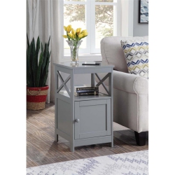 CONVENIENCE CONCEPTS Oxford End Table With Cabinet In Wood Finish In Gray
