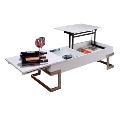 BOWERY HILL Lift Top Coffee Table In And Chrome In White