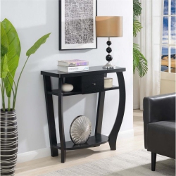 CONVENIENCE CONCEPTS Newport Dorchester Console Table In Wood Finish In Black