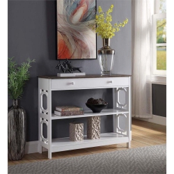 CONVENIENCE CONCEPTS Omega One-Drawer Console Table In Espresso And Wood In White