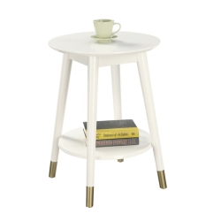 PEMBERLY ROW Mid Century Round End Table In In White