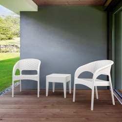 COMPAMIA Panama 3 Piece Patio Conversation Set In In White