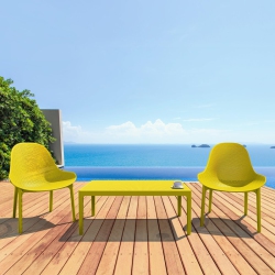 COMPAMIA Sky 3 Piece Patio Conversation Set In In Yellow