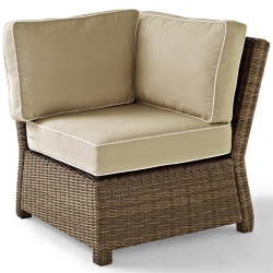 PEMBERLY ROW Wicker Corner Patio Chair In And Sand In Brown
