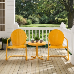 CROSLEY FURNITURE Griffith 3 Piece Metal Patio Conversation Set In Tangerine
