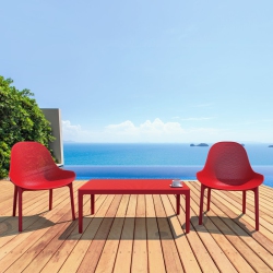 COMPAMIA Sky 3 Piece Patio Conversation Set In In Red