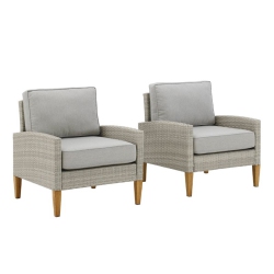 CROSLEY FURNITURE Capella Outdoor Wicker 2 Piece Chair Set In In Gray