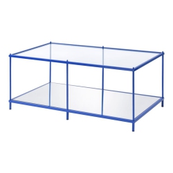 FURNITURE OF AMERICA Mendry Metal And Clear Glass Top Coffee Table In In Blue
