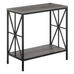 CONVENIENCE CONCEPTS Tucson Starburst Chairside End Table W/charging Station And Shelf In Wood In Gray