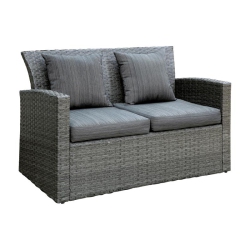 FURNITURE OF AMERICA Vorelli Aluminum And Rattan Patio Loveseat In In Gray
