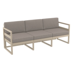 COMPAMIA Mykonos Patio Sofa Taupe With Acrylic Fabric Taupe Cushions
