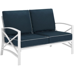 CROSLEY FURNITURE Kaplan Patio Loveseat In Navy And In White