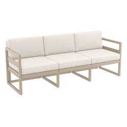 COMPAMIA Mykonos Patio Sofa Taupe With Acrylic Fabric Natural Cushions