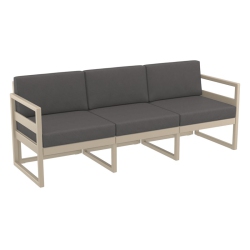 COMPAMIA Mykonos Patio Sofa Taupe With Acrylic Fabric Cushions In Charcoal
