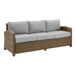 CROSLEY FURNITURE Bradenton Fabric And Wicker Outdoor Sofa In In Gray