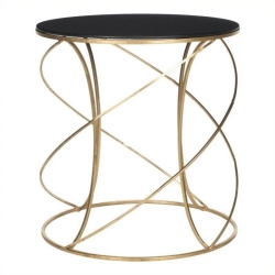 HAWTHORNE Collection Iron And Glass Accent Table In Gold And In Black