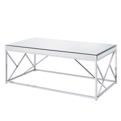 STEVE SILVER COMPANY Steve Evelyn Mirror Top Chrome Cocktail Table