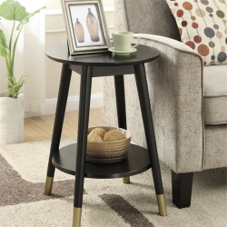 PEMBERLY ROW Mid-Century Round End Table In Wood Finish In Black