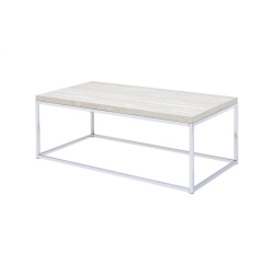 ACME FURNITURE Acme Snyder Square Coffee Table In Chrome And In White