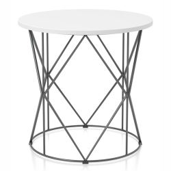 FURNITURE OF AMERICA Borche Industrial Wood Round End Table In In White