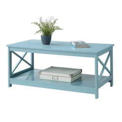 CONVENIENCE CONCEPTS Oxford Coffee Table With Shelf In Sea Foam Wood In Green