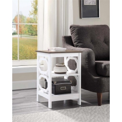 CONVENIENCE CONCEPTS Omega End Table In And Driftwood Brown Wood Finish In White