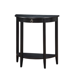 BOWERY HILL Contemporary Wood Hald Moon Shaped Console Table In In Black