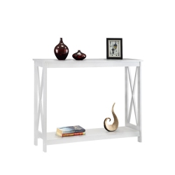 CONVENIENCE CONCEPTS Oxford Console Table In Wood Finish In White
