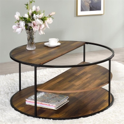 FURNITURE OF AMERICA Marquesa Contemporary Wood Round Coffee Table In In Black