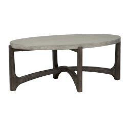 PEMBERLY ROW Modern Wood Oval Cocktail Table In In Brown